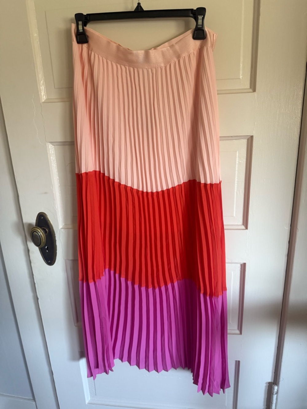 Express Pleated Midi Skirt - Light Pink, Red & Purple